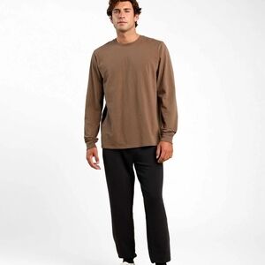Nuuds Men’s Long Sleeve Every Day T Shirt 100% Cotton Comfort Athleasure Size M